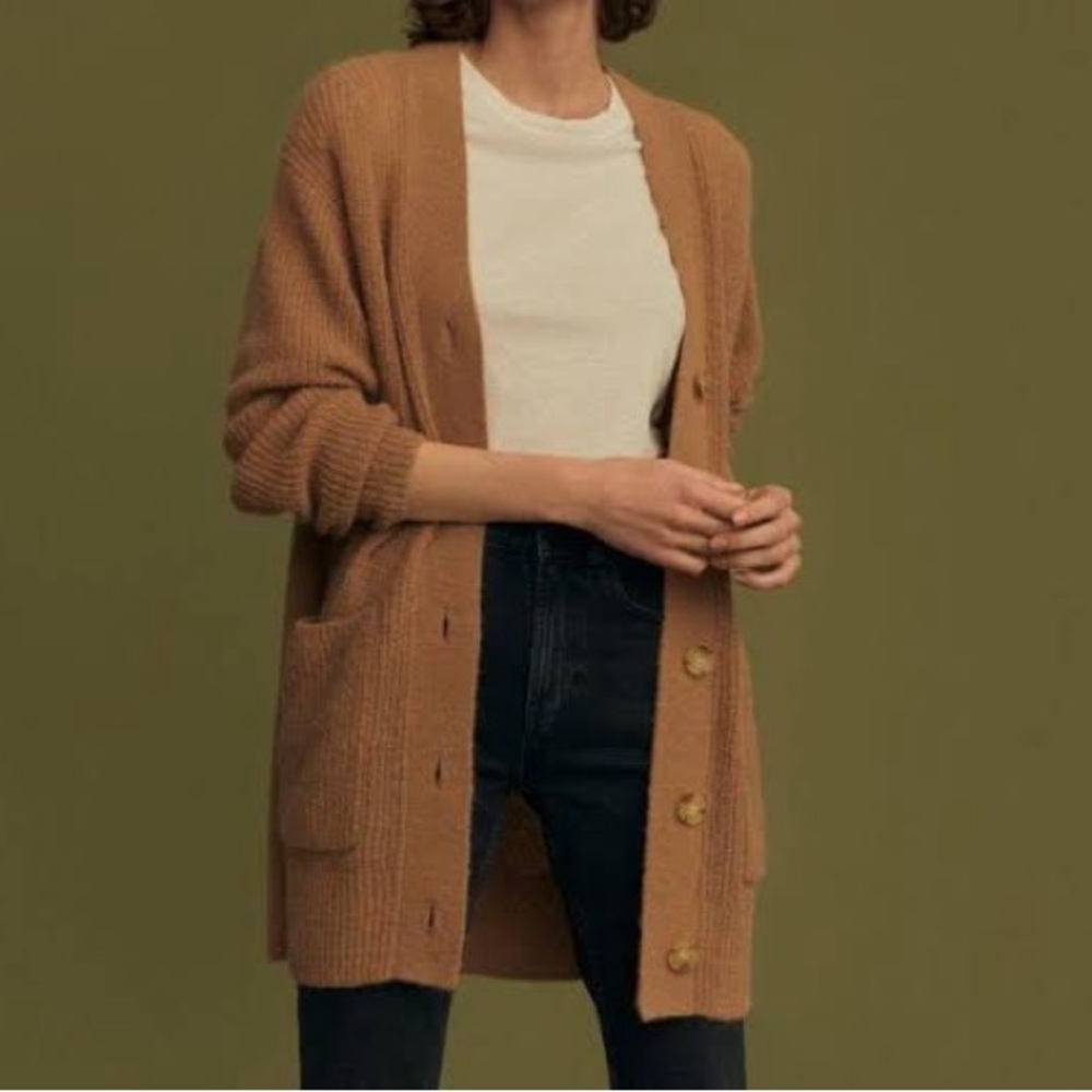 Everlane Tan Button-Up Cardigan